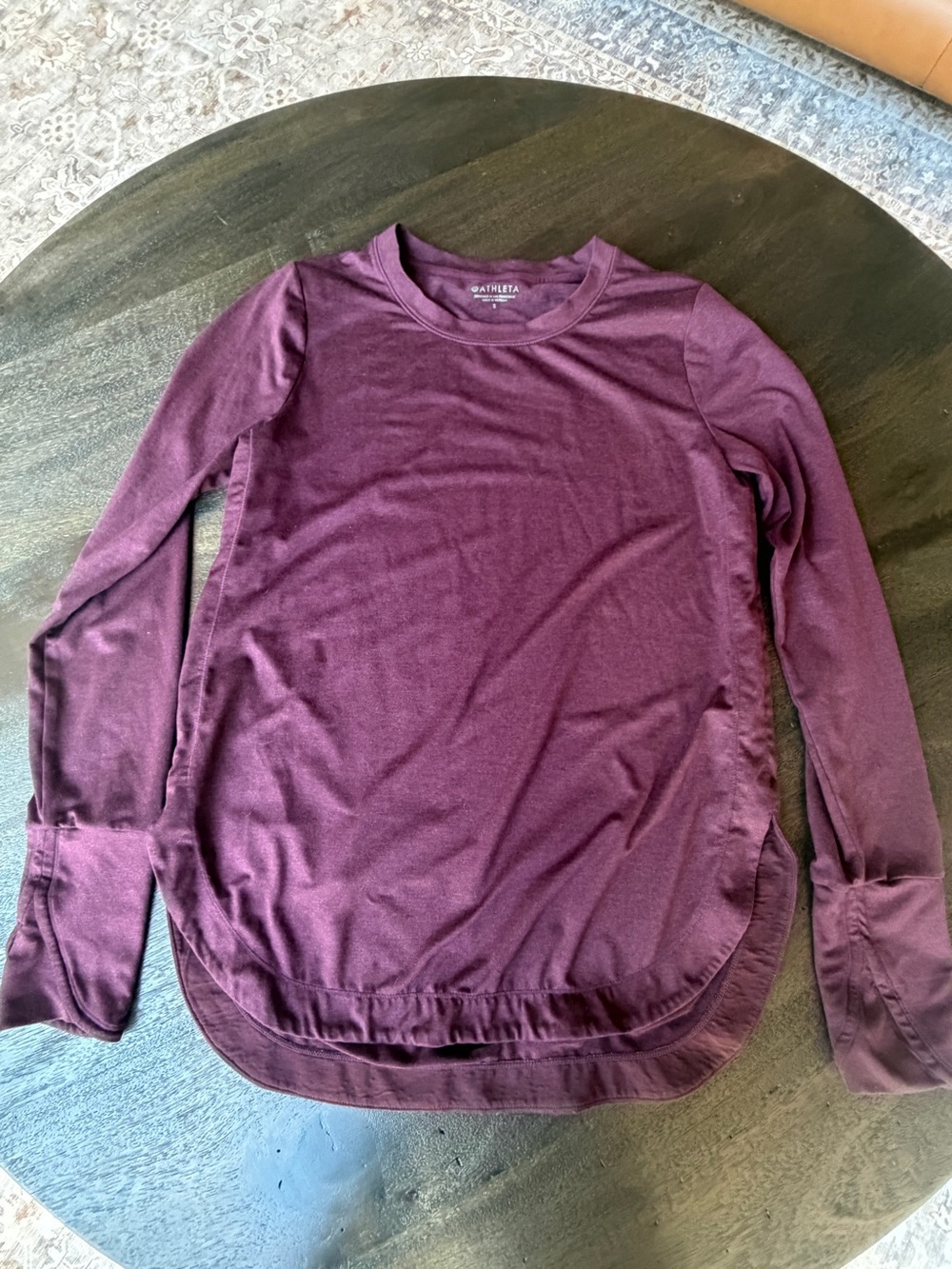 Athleta Long Sleeve Crewneck Top in Deep Plum
